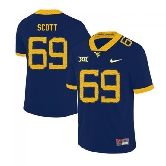 Men's West Virginia Mountaineers NCAA #69 Blaine Scott Navy Authentic Nike 2019 Stitched College Football Jersey XL15V65MA